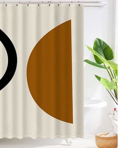 Minimalist Bohemian Abstract Organic Geometric Shapes Shower Curtain for Chic Bathroom Decor
