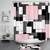 Minimalist Pink Abstract Geometric Pattern Shower Curtain for Elegant Bathroom Decor