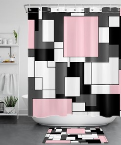 Minimalist Pink Abstract Geometric Pattern Shower Curtain for Elegant Bathroom Decor