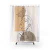 Modern Abstract Mid Century Geometric Line Art Shower Curtain for Minimalist Bathroom Decor