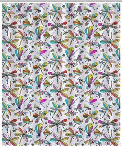 Modern Dragonfly Shower Curtain for Bathroom Showers and Bathtubs