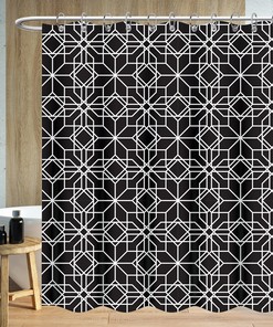 Modern Fabric Bathroom Basics Shower Curtain of Arabesque Geometric Vector Seamless Pattern