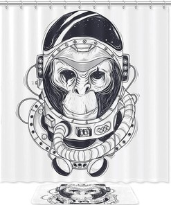 Monkey Animal Print Waterproof Shower Curtain for Bathroom