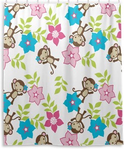 Monkey Shower Curtain for Bathroom - Modern Animal Bathroom Decor