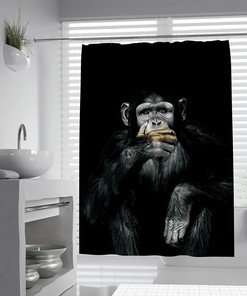 Monkey in Suit Bathroom Set - Coordinated Shower Curtain and Carpet