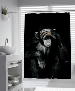 Monkey with Covered Eyes Shower Curtain - Bold Animal Print Bathroom Accessory