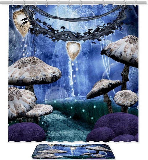 Mushroom World Bathroom Shower Curtain - Waterproof Fabric
