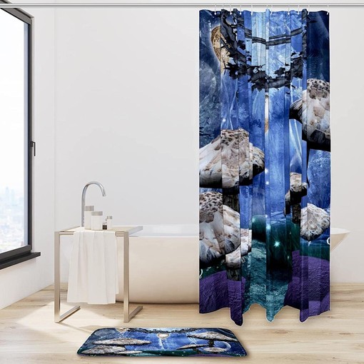 Mushroom World Bathroom Shower Curtain - Waterproof Fabric - Image 2