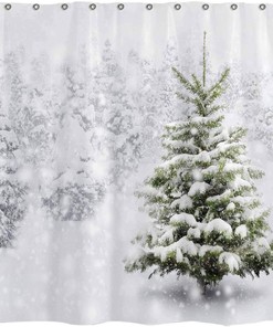 Natural Winter Forest Christmas Shower Curtain