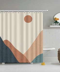 Nature Landscape Shower Curtain - Unique Abstract Sun Design with Home Decor and Bathroom Decor
