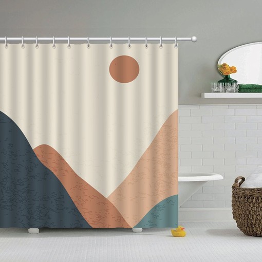 Nature Landscape Shower Curtain - Unique Abstract Sun Design with Home Decor and Bathroom Decor