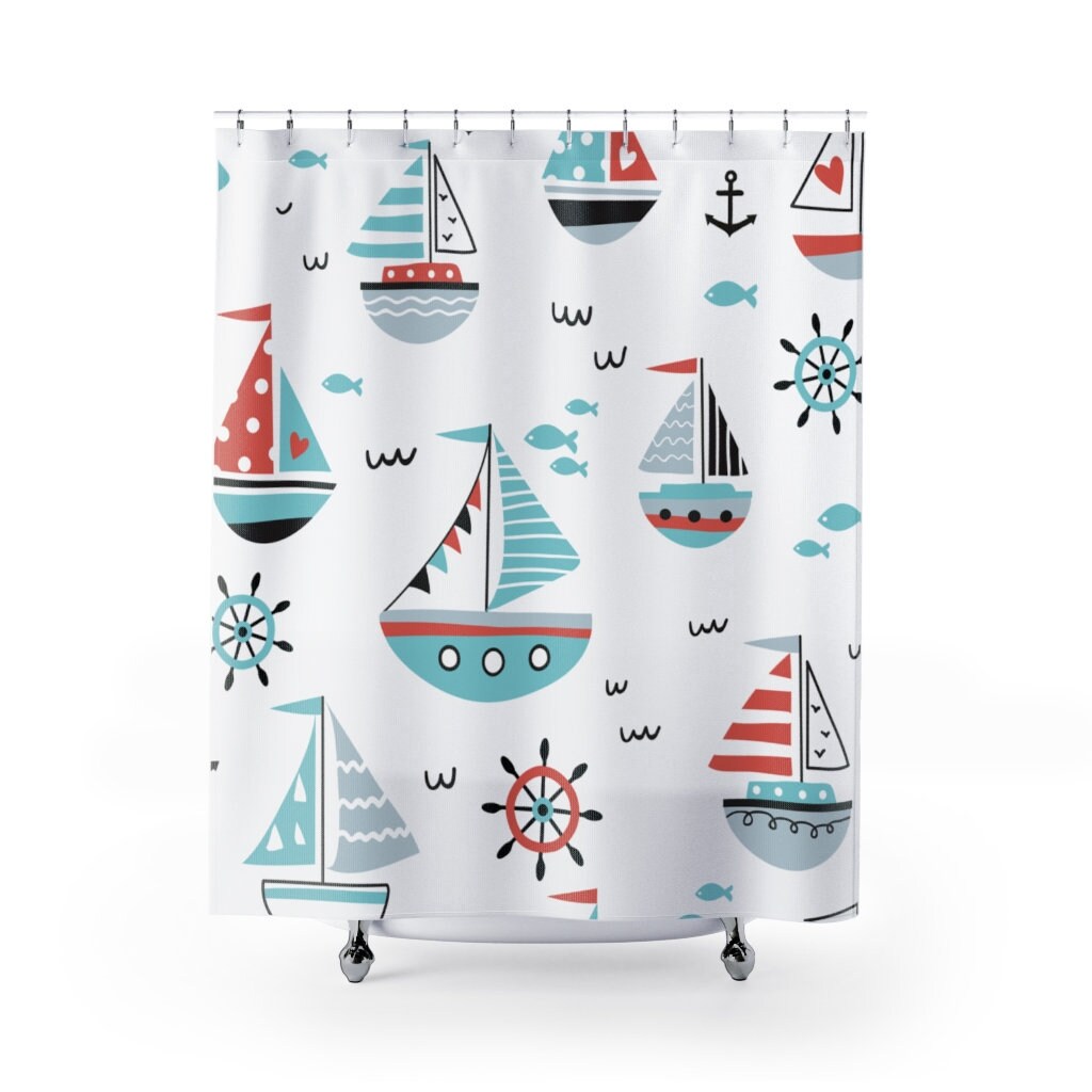 Nautical Anchor Shower Curtain, Seasidethemed Bathroom Decor Craigshirt