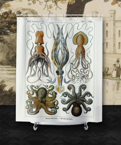 Nautical Octopus Shower Curtain - Antique Bathroom Decor