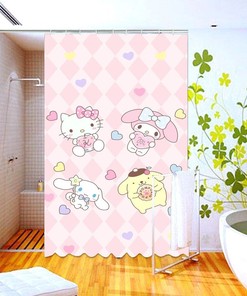 New Hello Kitty Shower Curtain, Cute Bathroom Decor