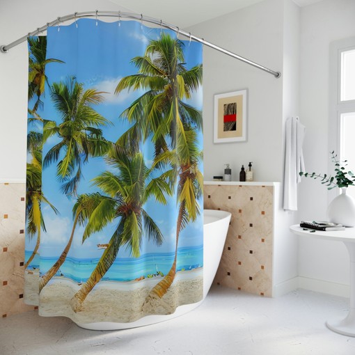 Ocean Escape Beach Shower Curtain for Modern Bathroom Decor