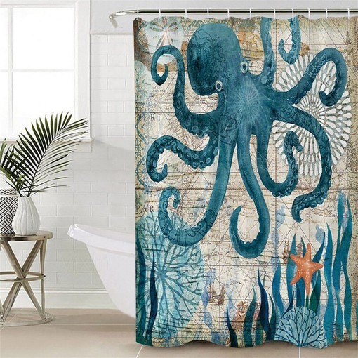 Octopus Bathroom Shower Curtain - Waterproof Fabric