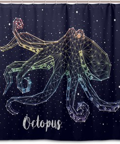 Octopus Constellation Shower Curtain for Cosmic Bathroom Decor