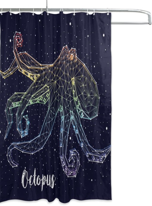 Octopus Constellation Shower Curtain for Cosmic Bathroom Decor - Image 2