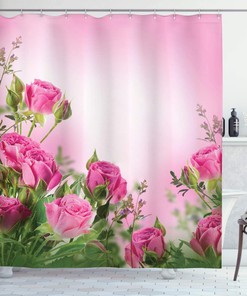 Ombre Roses and Buds Shower Curtain for Spring Season Bathroom Decor