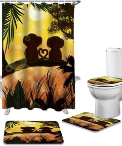 Owl Perch On Tree Shower Curtain, Fabric Waterproof Bathroom Decor