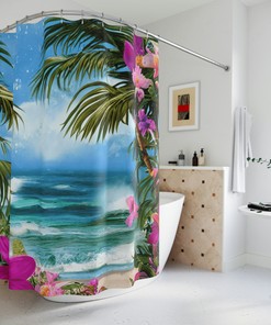 Palm Tree Island Bath Shower Curtain for Bathroom Decor