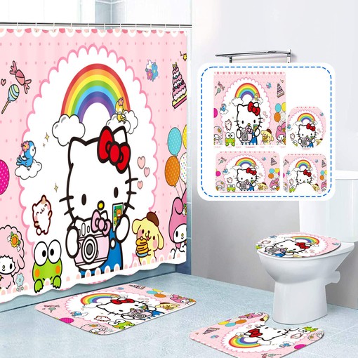 Paradise Frog Hello Kitty Animal Print Shower Curtain for Bathroom
