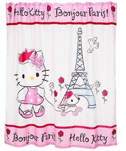 Paris Hello Kitty Rhinestone Shower Curtain, Glamorous Bathroom Decor
