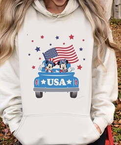 Patriotic Disney 4th Of July Tee with Mickey and Minnie Mouse in USA Colors