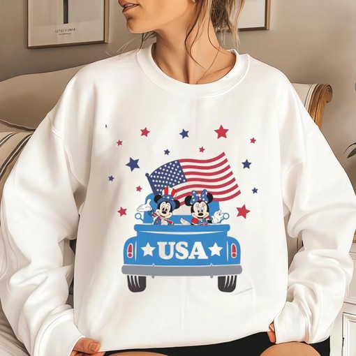 Patriotic Disney 4th Of July Tee with Mickey and Minnie Mouse in USA Colors - Image 4