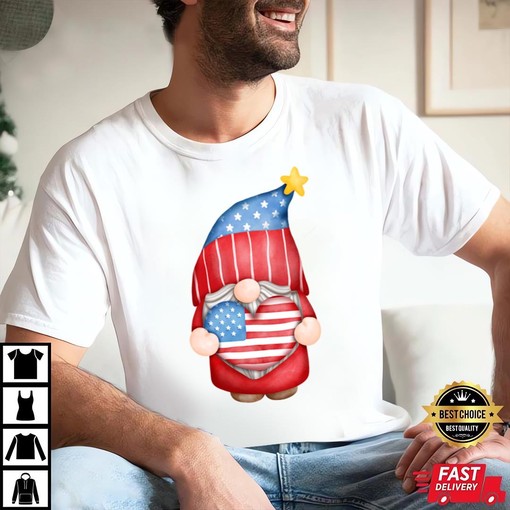 Patriotic Gnome and 4th Of July T-Shirt with Festive Design - Image 2