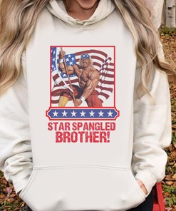 Patriotic Graphic Tee of Hulk Hogan with American Flag on 4th Of July