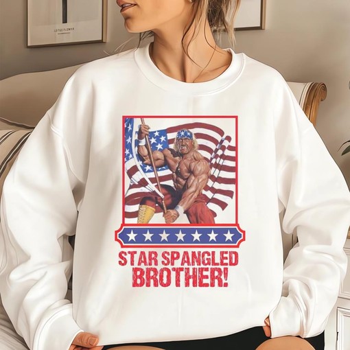 Patriotic Graphic Tee of Hulk Hogan with American Flag on 4th Of July - Image 4