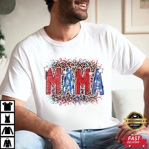 Patriotic Leopard Print Mommy and Kid Matching T-Shirt for 4th Of July - Image 2
