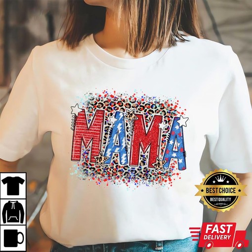 Patriotic Leopard Print Mommy and Kid Matching T-Shirt for 4th Of July - Image 3