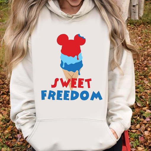 Patriotic Mickey Mouse 4th Of July Tee with Firework and Popsicle Design