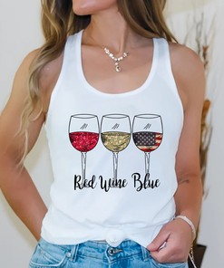 Patriotic Red Wine and Blue Wine Glasses 4th of July T-Shirt - Celebrate Independence Day with a Patriotic Toast