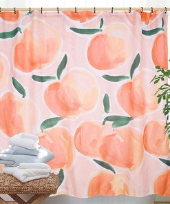Peach Print Shower Curtain - Waterproof for Bathtub Bathroom Decor