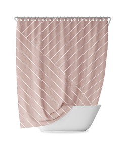 Peach Terracotta Rose Abstract Lines Shower Curtain for Chic Bathroom Decor