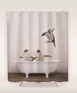 Penguin Shower Curtain for Animal Lovers' Bathroom with Adorable Penguin Print