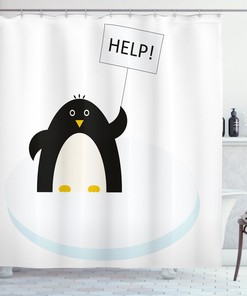 Penguin on Ice Animal Print Shower Curtain for Bathroom â€“ Arctic Chill