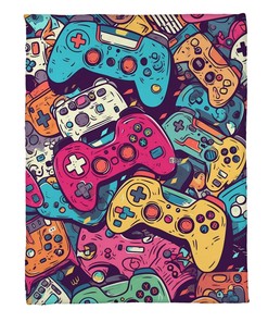 Personalized Gaming Blankets for Teenage Boys - Video Game Sherpa Blanket and Fleece Throw - Perfect for Bedroom Decor - DT13
