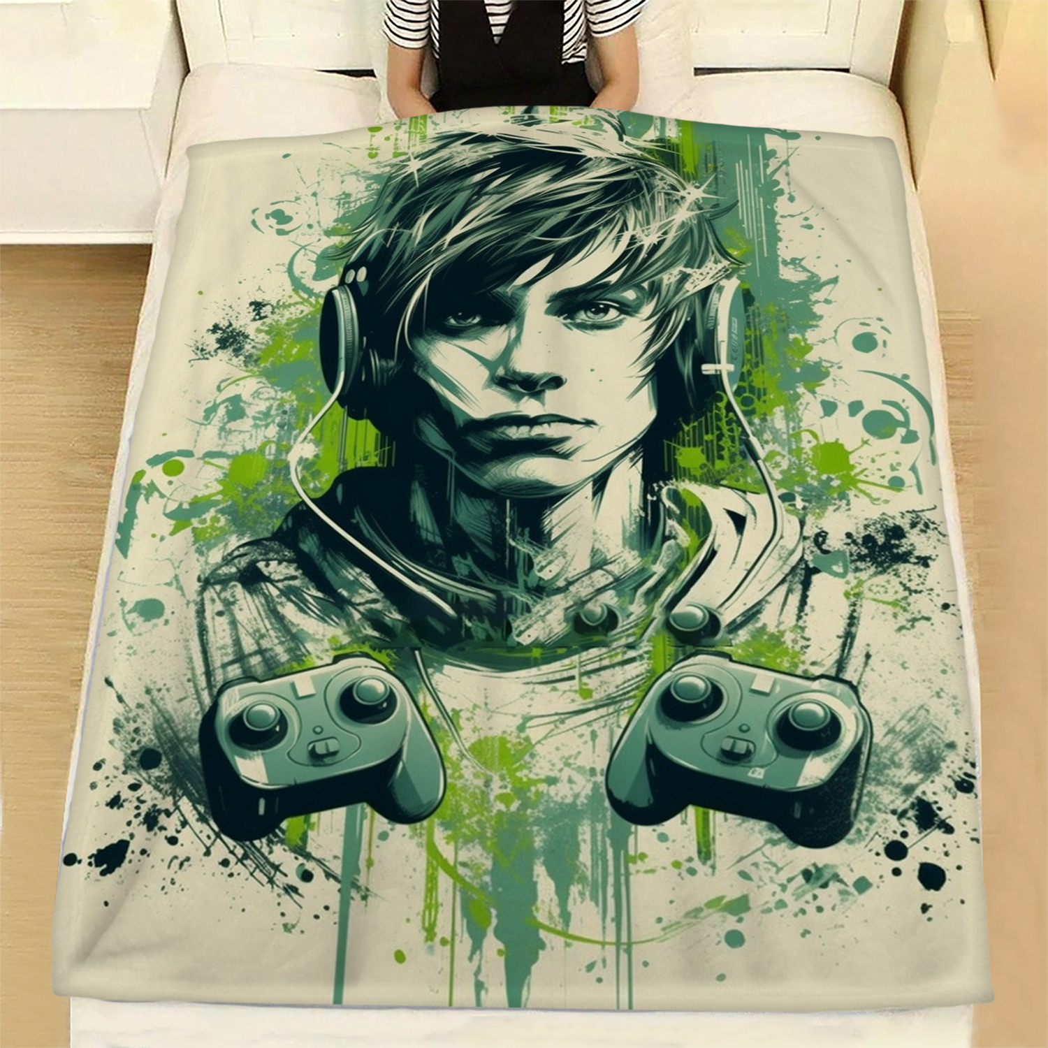 Personalized Gaming Fleece Blanket for Teenage Boys, Custom Video Game Throw for Cozy Nights in