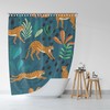 Playful Green Animal Printed Shower Curtain for Bathroom