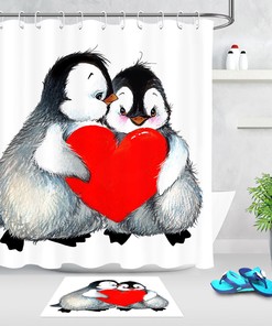 Playful Penguin Shower Curtain for Your Kids' Bathroom