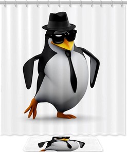 Pop Art Penguin Shower Curtain - Fun and Colorful Bathroom Decor