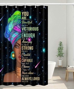 Positive African American Women Black Girl Shower Curtain for Inspirational Bathroom Decor