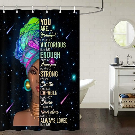 Positive African American Women Black Girl Shower Curtain for Inspirational Bathroom Decor - Image 2