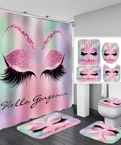 Pretty Eyelash Bling Purple Shower Curtain, Hello Gorgeous Bathroom Decor