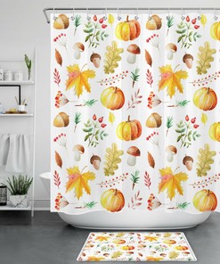 Pumpkin Patch Shower Curtain - Autumn Halloween Bathroom Curtain