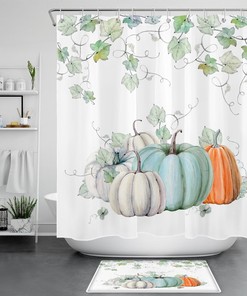 Pumpkin Patch Shower Curtain for a Festive Fall Bathroom Decor